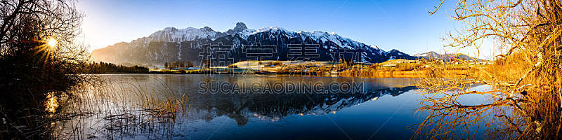 自然,全景,图像,阿尔卑斯山脉,瑞士阿尔卑斯山,池塘,无人,湖,水,户外