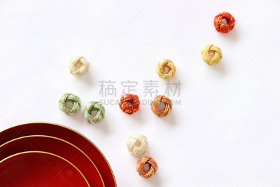新年前夕,日本,水引线,赤犬,圣伯纳犬,图像,美,贺卡,留白,水平画幅