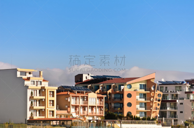 内塞伯尔,近景,天空,外立面,水平画幅,建筑,无人,蓝色,欧洲,夏天