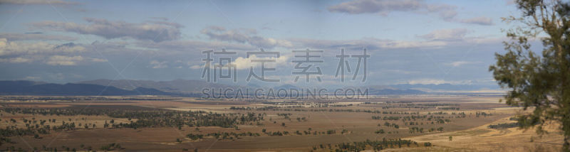 新南威尔士,干的,全景,农场,澳大利亚,天空,水平画幅,云,山