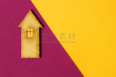 留白,建筑业,房屋,概念,黄色,背景,紫色,乔迁庆宴,平铺,上装