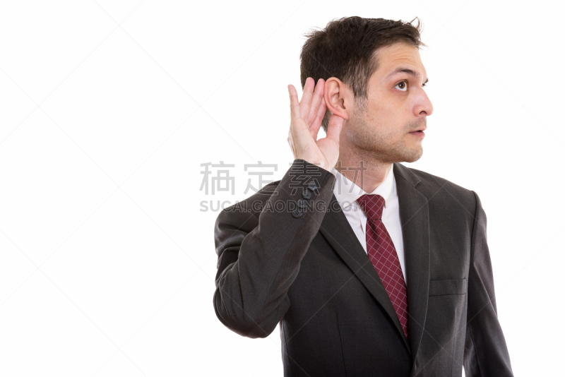 侧面像,男商人,青年人,仅一个中年男人,30到39岁,半身像,水平画幅,套装,30岁到34岁,白人