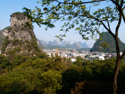 阳朔,风景,兴平,桂林,喀斯特,悬崖,水平画幅,山,秋天,无人