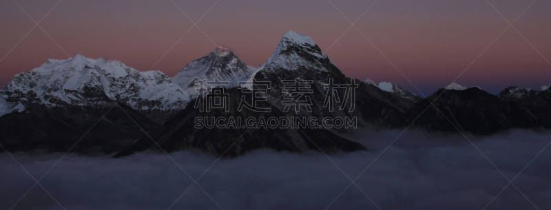 喜马拉雅山脉,山,尼泊尔,珠穆朗玛峰,山脉,高大的,天空,水平画幅,夜晚,无人