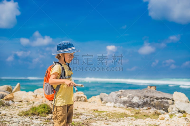 印度尼西亚,洗神仪式,水,巴厘岛,海滩,旅游目的地,概念,小山羊,非凡的,男孩