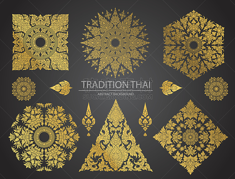 泰国,艺术,华丽的,符号,锦缎,花窗格,式样,精工制品,贺卡,边框