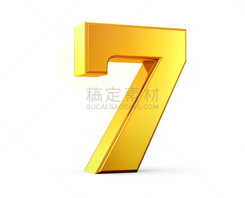 数字7,黄金,大约7世纪,财务数据,数字,稀缺,留白,水平画幅,形状,无人