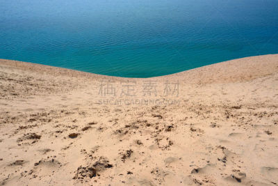 密歇根湖,密歇根,水,公园,水平画幅,高视角,沙子,无人,夏天,户外