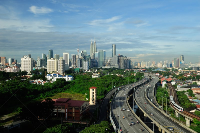 吉隆坡,商业街,吉隆坡塔,双峰塔,水平画幅,城市天际线,人,马来西亚,城市,国际著名景点