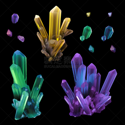 矿块,宝石,三维图形,地质学,剪贴画,分离着色,数码图形,多色的,布置,收集
