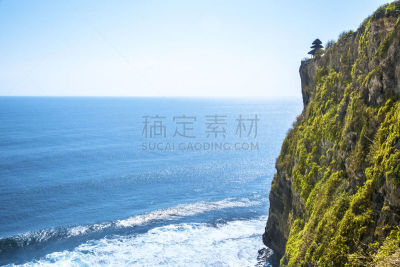 乌鲁瓦度,巴厘岛,海洋,寺庙,水,天空,水平画幅,无人,早晨,热带雨林