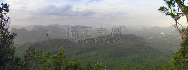 山,全景,悬挂的,奥南湾,甲米,自然,水平画幅,无人,夏天,泰国