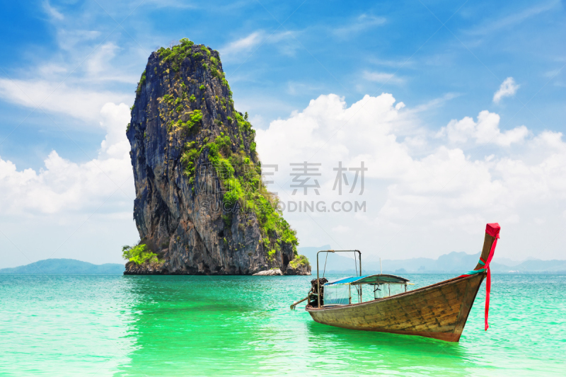 传统,泰国,沙子,海滩,长尾船,自然美,地形,户外,夏天,蓝色