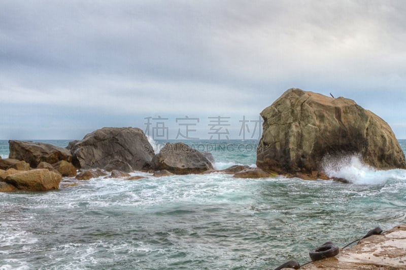 海岸线,暴风雨,黑海,自然,水平画幅,克里米亚,夜晚,无人,夏天,内塞伯尔