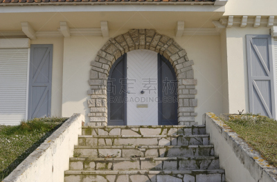 加来海峡大区,法国,房屋,北加来海峡大区,海滨别墅,独立式住宅,台阶,白灰泥,门口,水平画幅