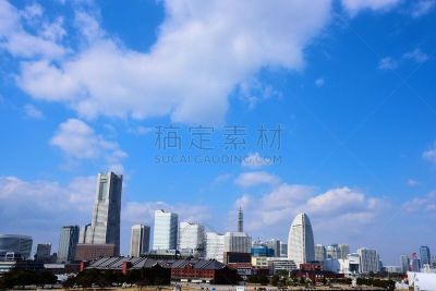 横滨,横滨高速铁路,神奈川县,办公室,天空,水平画幅,无人,海港,蓝色,日本