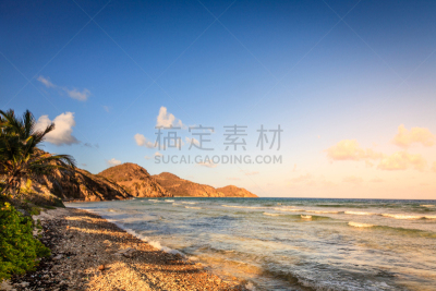 海滩,英属维尔京群岛,都市风光,水,天空,美,水平画幅,云,山,无人