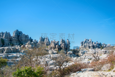 安达卢西亚,西班牙,山,石头,风景,全景,晴朗,顶部,大群动物,树