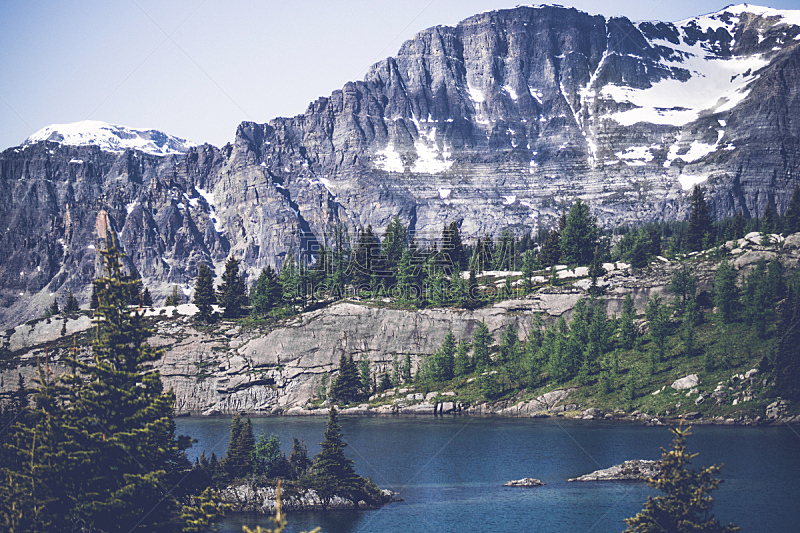 湖,山,巨大的,平衡折角灯,自然,美国,水平画幅,岩石,雪,无人