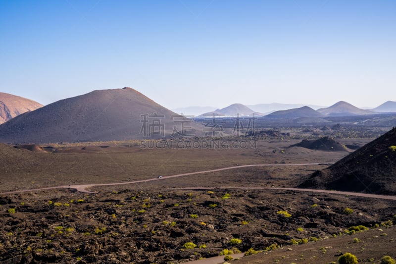 timanfaya national park,火山,兰萨罗特岛,地形,熔岩,西班牙,黑色,大群动物,永远,汽车