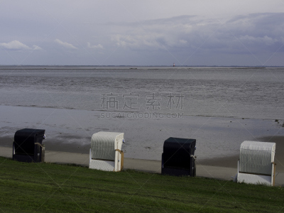 斯特兰德,水,水平画幅,无人,户外,德国北海地区,草,威廉港,海洋,海滩