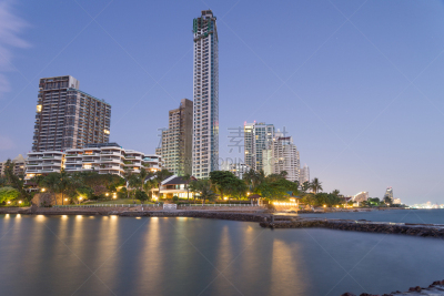 曙暮光,泰国,芭堤雅,海洋,城市沙滩,水,天空,美,水平画幅,夏天