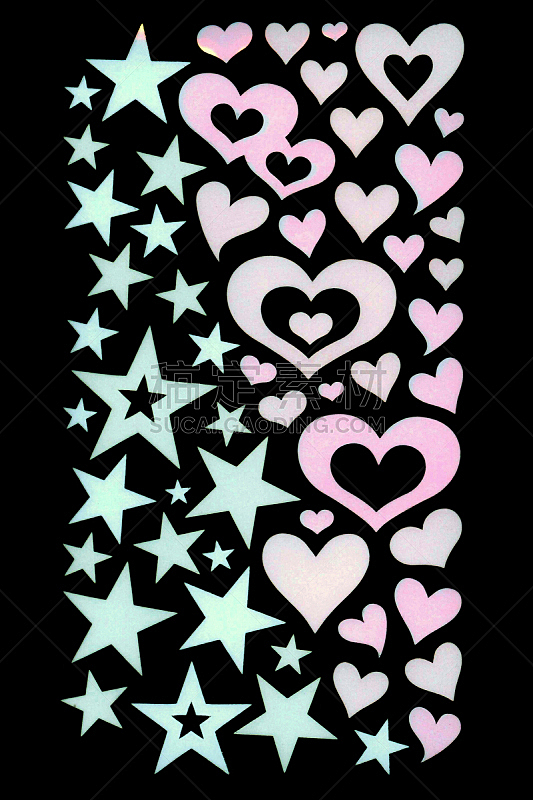 Heart, love and star stickers on an isolated background