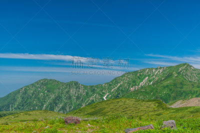 夏天,山,全景,水平画幅,雪,无人,日本阿尔卑斯山脉,富山,户外,冬天