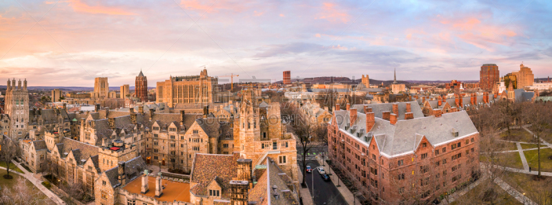 耶鲁大学,校园,建筑外部,顶部,风景,常春藤,砖,曙暮光,图书馆,复古风格