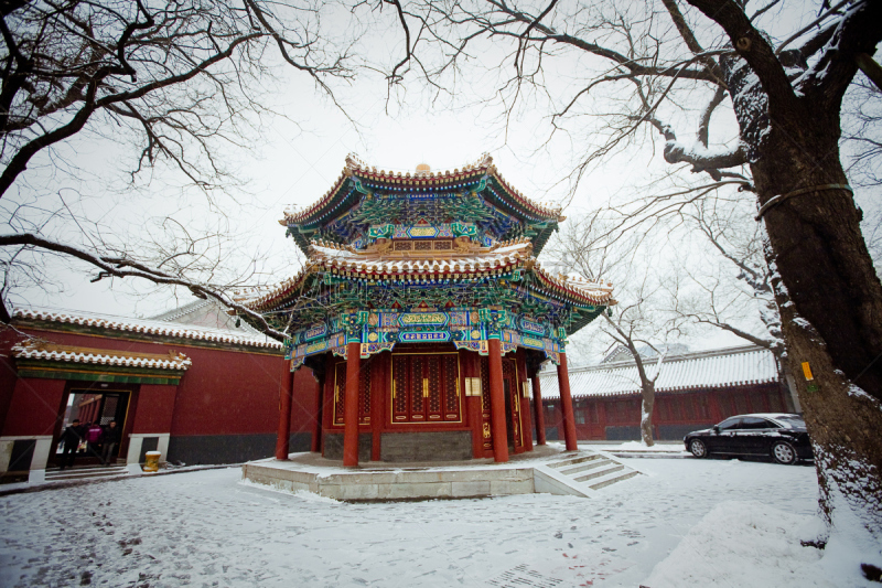 雍和宫,雍和宫店,水平画幅,建筑,雪,无人,宫殿,户外,红色