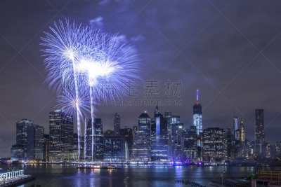 美国国庆日,纽约,焰火,水,夜晚,美洲,烟,明亮,大约4世纪,都市风景