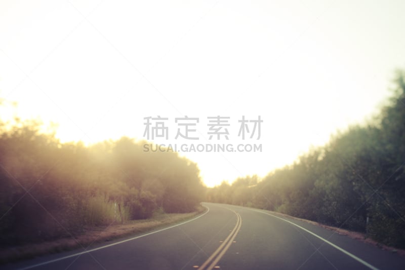 路,自然,水平画幅,移轴摄影,自驾游,镜头眩光,弯曲,日落,摄影,驾车