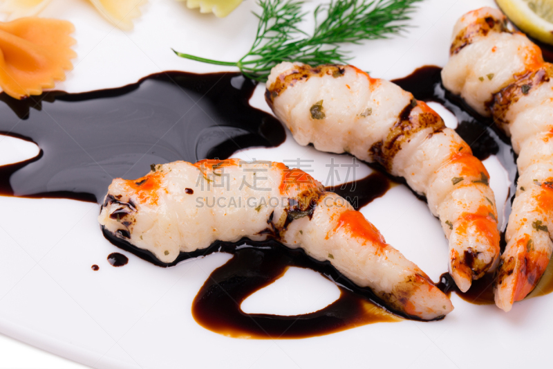 虾,精神振作,煮食,水平画幅,无人,开胃品,巨大的,膳食,海产,熟食店