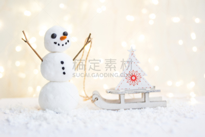 雪橇,雪人,新年前夕,礼物标签,背景幕,花环,热,贺卡,一个物体
