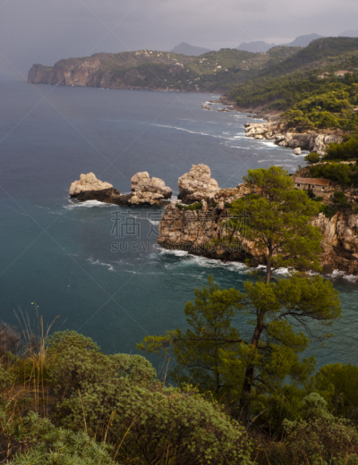 马略卡,巴利阿里群岛,岛,风景,查拉海滩,sierra de tramuntana,垂直画幅,水,天空,无人