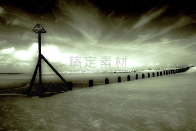 黑白图片,西苏塞克斯,水平画幅,地形,无人,英格兰,户外,海滩,2015年,英国