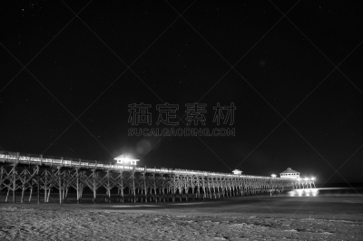 查尔斯顿,码头,富丽海滩,南卡罗来那,旅游目的地,水平画幅,地形,夜晚,老年伴侣,海岸地形