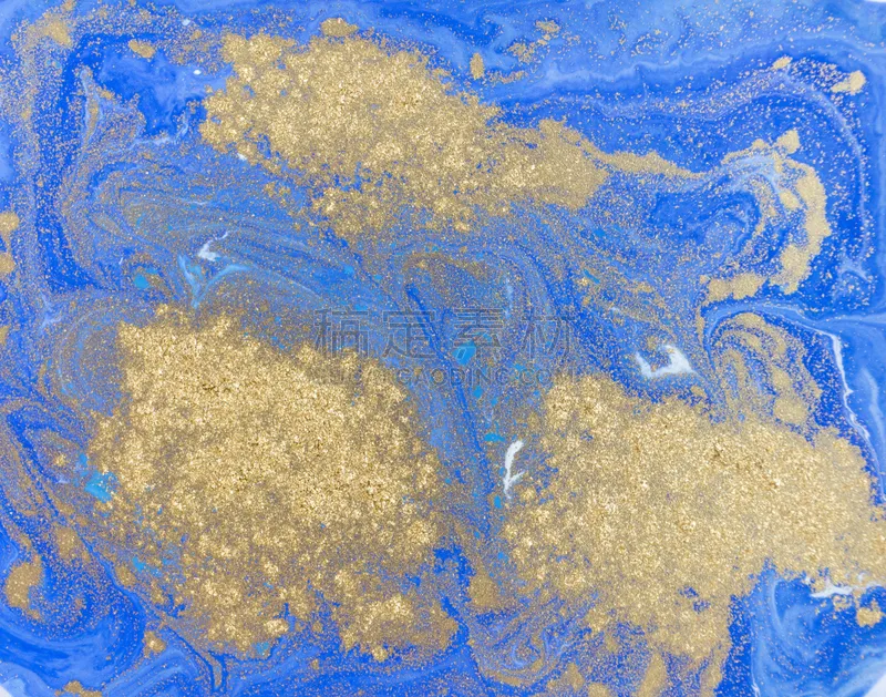 绘画插图 纹理效果 大理石装饰效果 液体 背景 青绿色 水彩画 墨水 黄金 绘制图片素材下载 稿定素材