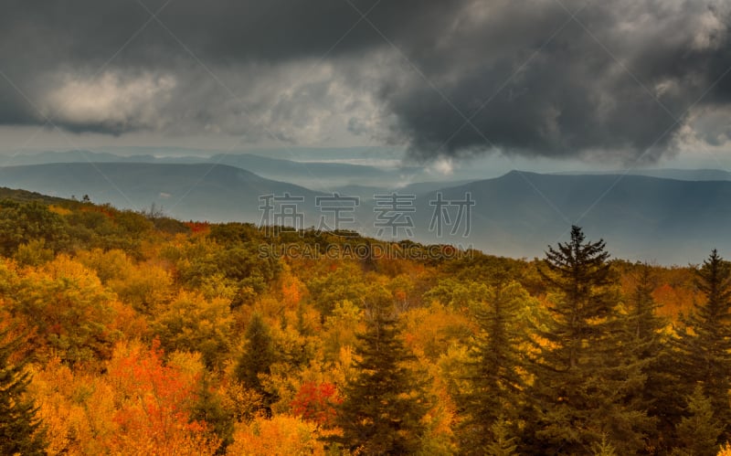 暴风雨,风景,山,西弗吉尼亚,阿巴拉契亚山脉,维吉尼亚,西,公园,水平画幅