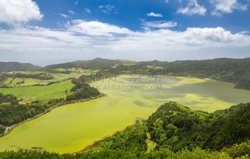 亚速尔群岛,泻湖,水,美,凹陷地形,水平画幅,山,火山地形,史托克间歇泉,大西洋群岛