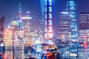 上海,城市天际线,天空,未来,水平画幅,夜晚,无人,户外,交通方式