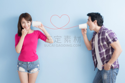 锡罐电话,青年伴侣,无线应用协议,女朋友,线绳,男性,仅成年人,表情符号,杯,情人节