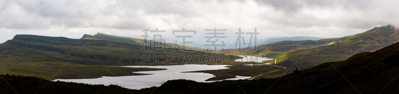 斯凯岛,全景,拉赛海峡,史都老人,雨季,水,水平画幅,无人,湿,苏格兰