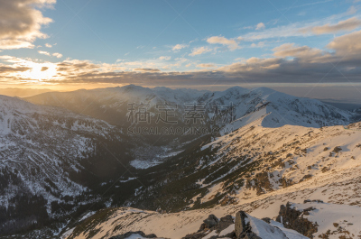 冬天,山,全景,多色的,西塔特拉山,天空,水平画幅,雪,无人,尖利