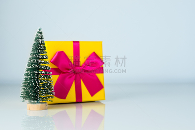 新年前夕,节日,圣诞礼物,礼物,2018,概念,黄色,留白,盒子