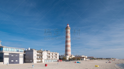 灯塔楼,,水,天空,水平画幅,沙子,尖的,鸟类,大西洋,威罗区