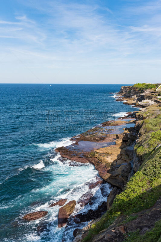 波浪,海岸线,悉尼,岩石区,垂直画幅,水,美,美人,夏天,海岸地形