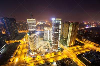 夜晚,都市风景,现代,天空,水平画幅,无人,交通,户外,杭州,商业金融和工业