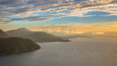 全景,航拍视角,峡湾,挪威,水,天空,水平画幅,无人,海港,夏天