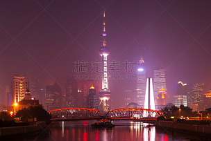 上海,在雾中,杨浦大桥,外滩,黄浦江,东方明珠塔,浦东,未来,水平画幅,无人